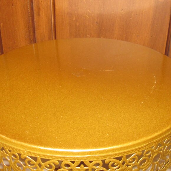 Gold Tone Raised Cake Stand Metal - Picture 2 of 2